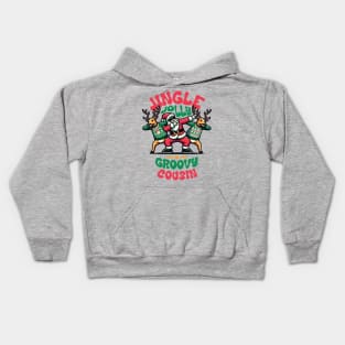 Cousin - Holly Jingle Jolly Groovy Santa and Reindeers in Ugly Sweater Dabbing Dancing. Personalized Christmas Kids Hoodie